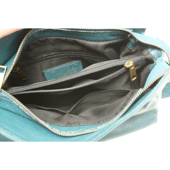 Viola Castellani Handbag Purse Teal Blue Green Leather Gold Chain Crossbody - Picture 7 of 9